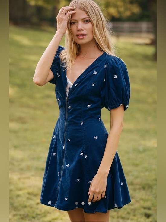 Anthropologie Dresses & Skirts - Anthropologie Calder Puff-Sleeve Corduroy Mini Dress NWT